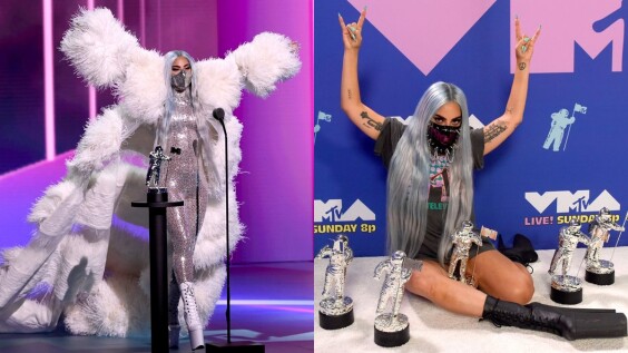 原來口罩才是亮點!Lady Gaga稱霸MTV頒獎典禮,盤點科技、氣質、搖滾共9套浮誇系禮服