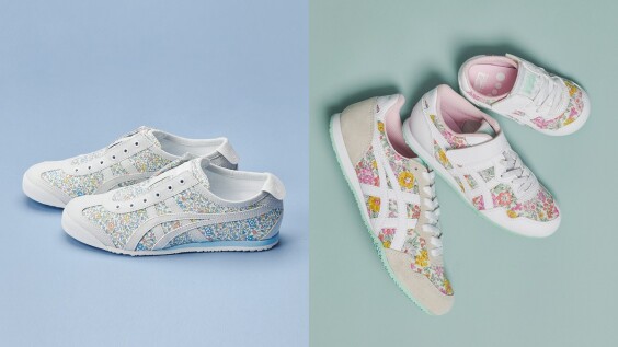 鬼塚虎攜手百年印花品牌Liberty Fabrics,把小雛菊、牡丹花注入春夏必備的小白鞋