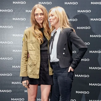 Kate Moss與Cara Delevingne以軍裝風格出席MANGO米蘭記者會