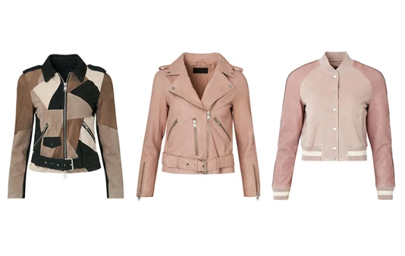 蜜桃粉、裸膚、焦糖色….8件超夢幻色系的ALLSAINTS夏日皮衣！