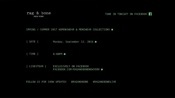 【紐約時裝週Live】rag &amp; bone春夏大秀倒數：9月13日早上八點正式登場！