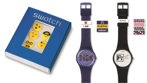 Emoji情緒小臉掛在手上走！20款Swatch超俏皮耶誕腕錶配件