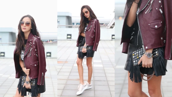 【紐約時裝周】孫芸芸的機場造型直擊！一身COACH搖滾勁裝前往紐約時裝周