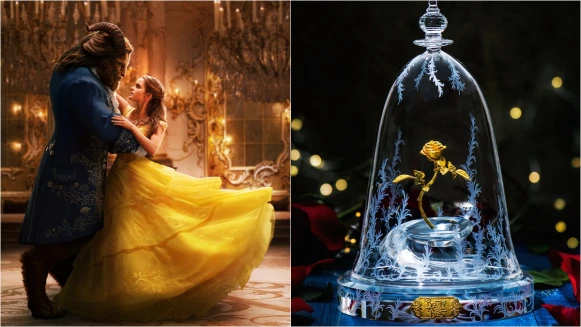 玻璃花罩內的黃金玫瑰花甦醒了！周大福將《美女與野獸》的封印解除