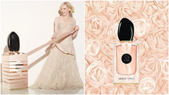 繫上粉裸色緞帶太優雅！凱特布蘭琪仙氣代言Giorgio Armani Si女性玫瑰淡香精
