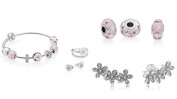 粉色、白色花朵鑲入PANDORA串飾上！春季系列珠寶初登場