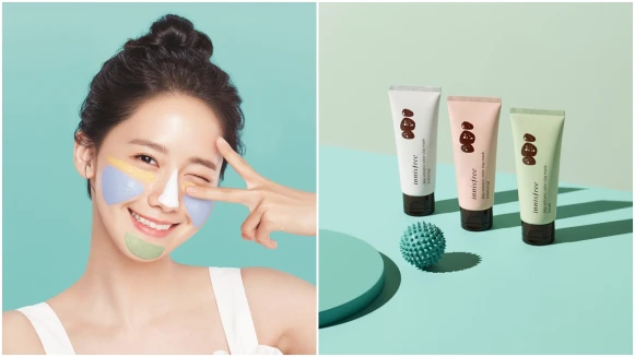 藍色保濕、黑色淨化、紫色舒緩…宛如彩虹般的夢幻調色，innisfree把火山泥面膜變彩色，分區保養解決所有肌膚困擾