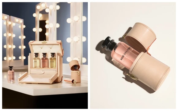 專為LV香水訂製的玫瑰米皮革行李箱好粉嫩，路易威登Louis Vuitton頂級皮革工藝一眼就著迷