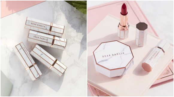 氣質大理石紋鑲著玫瑰金邊！還沒上市就紅翻天的韓國彩妝品牌《DEAR DAHLIA》鑽石美妝蛋、氣墊粉餅、唇膏一個都捨不得割愛