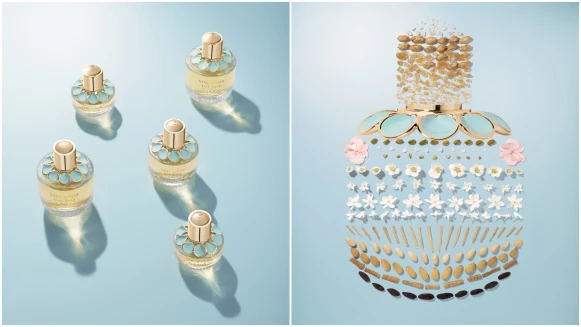 一片片水藍花瓣鑲在瓶身奢華絕美！ELIE SAAB推出女孩風潮淡香精，是屬於青春回憶的蜜糖花香調