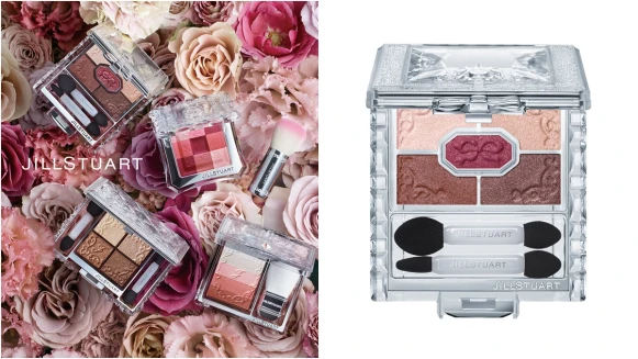 秋季輪到酒紅色眼妝出場！有著蝴蝶結浮雕的JILLSTUART5色眼彩盤，畫出浪漫微醺感