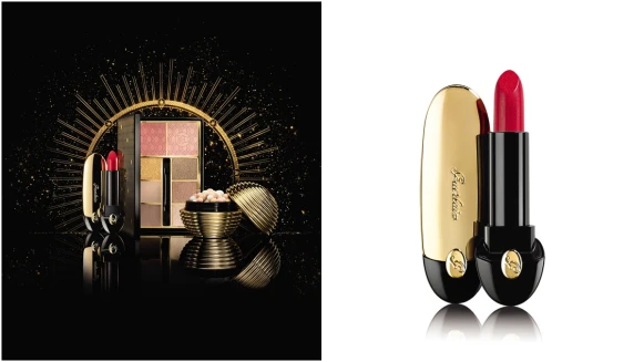 用古董珠寶盒裝的流星蜜粉球有種復古美感！嬌蘭推出奢華黑金包裝的凡爾賽绚金耶誕彩妝系列