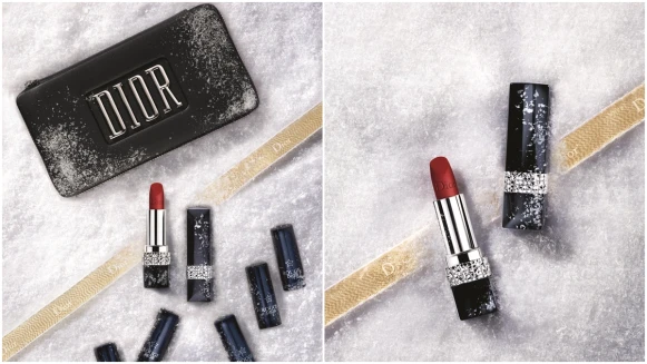 「有著DIOR字樣的黑色手拿包內,裝著6支最熱賣色號口紅」唇膏控絕對會愛的迪奧藍星唇膏組,全台限量250組