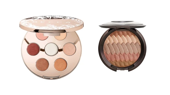 閃亮亮眼彩盤佈滿冰雪結晶、還有冰柱點綴的裸膚奶茶唇膏！BECCA冬季限定彩妝捎來冰雪奇緣的夢幻場景