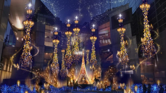 一直點燈到2018情人節，東京汐留Caretta《美女與野獸》主題燈飾，持續散發幸福氛圍！