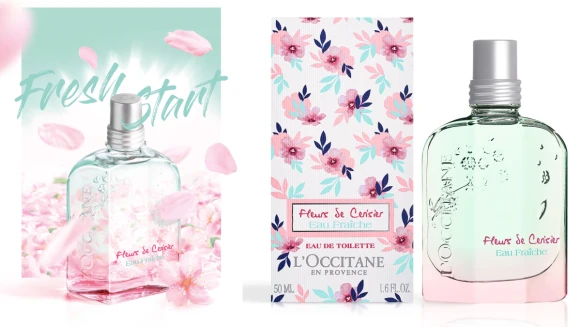 淡粉花朵與鮮綠嫩葉交織出絕美漸層瓶身，歐舒丹L&#039;OCCITANE綠意櫻花限量香氛春意上市