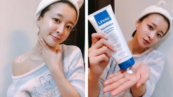 怎麼這麼水潤嫩滑！人氣潮模薛妞妞入冬美體保養的秘密----清爽好吸收的德國Linola身體乳