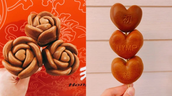 Q彈麻糬口感的熱熱心形燒！超人氣打卡「紅玉滿赤心雞蛋糕」進駐新光A8，推出專屬限定「玫瑰造型心花」