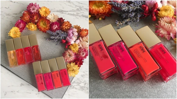 像豐唇效果的嘴唇是因為有95%滿滿黃金植物萃取！韓系IOPE推出8款糖果光唇色「金色植萃蜂蜜潤唇油」