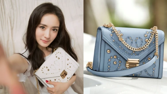 讓人一見傾心的冰淇淋色系！楊冪手上這顆鉚釘小方包，原來出自這品牌…