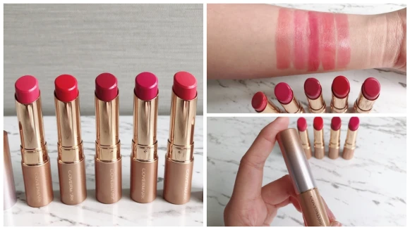 「豆沙粉、醇酒紅、乾燥玫瑰」COVERMARK全新5款緋色光燦唇膏，畫出你的「訂製紅」！