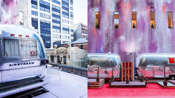 在屋頂停滿6台露營車的停車場！入住粉彩色牆面打造的頂樓豪華露營車飯店NOTEL