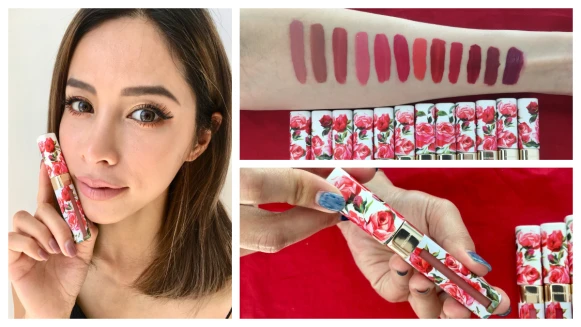 光是看見白色外殼裝飾著古典玫瑰花就想要了！Dolce&amp;Gabbana全新12色綻放凝霧唇釉 #1裸粉完全美哭！