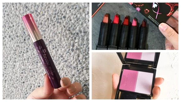 uka彩色指甲底油、SUQQU日本梅田限定草莓大福腮紅、KISSME輕甜曖昧莓果紫睫毛膏、資生堂摩霧5色唇膏、THREE限量彩粧盒…這些日本已缺貨 台灣才買得到的年終人氣限定美妝！