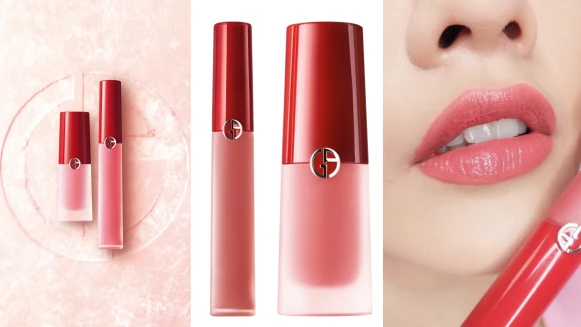 GA絲絨唇萃X柔霧唇露限量「雪霧粉」系列，#410雪霧玫瑰、#406雪霧番茄兩個神仙美色一擦顯白必收～連口紅瓶身都變冰晶版太美