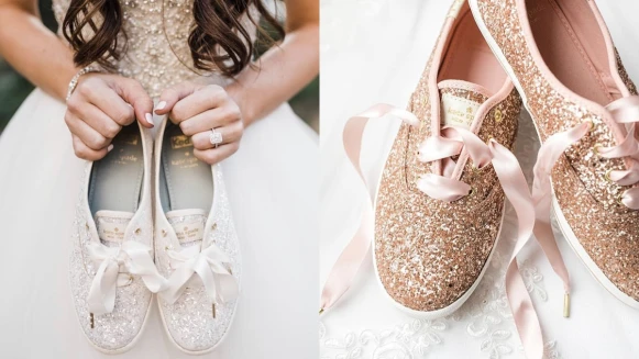 絕美亮片鞋繫上玫瑰金緞帶！Keds再度攜手Kate Spade打造10款夢幻聯名婚鞋