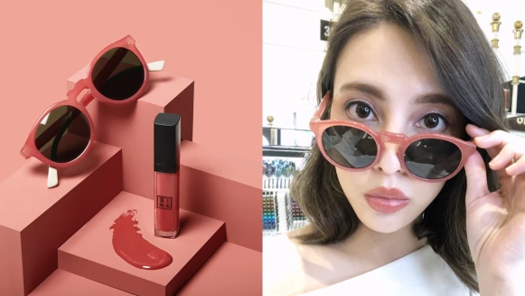 3INA溫柔小姐姐唇蜜＃114竟然出墨鏡！與西班牙潮牌MR.BOHO跨界合作把熱賣彩妝色通通變墨鏡，戴出時尚氣場