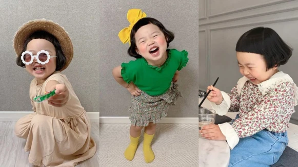 魅力四射的小萌娃非她Hye-Ju Im莫屬！繽紛Tone調的搭配選＋燦爛笑容感染力十足完勝！