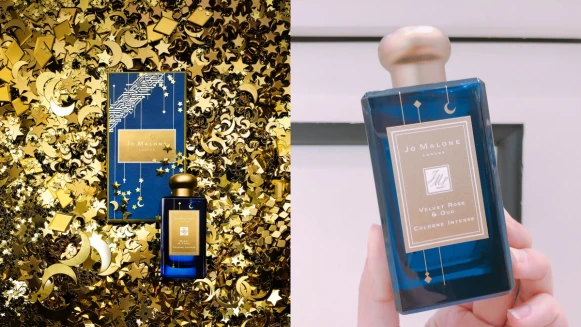 Jo Malone London黑瓶換上午夜藍瓶身,還點綴金色月亮超浪漫,限量新月包裝把一千零一夜的浪漫愛情故事搬到眼前