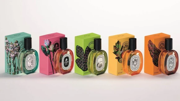彩色瓶身的diptyque香水,一整排就是彩虹的顏色!Raw Materials In Colors用顏色表現香氛味道,台灣7/1上市