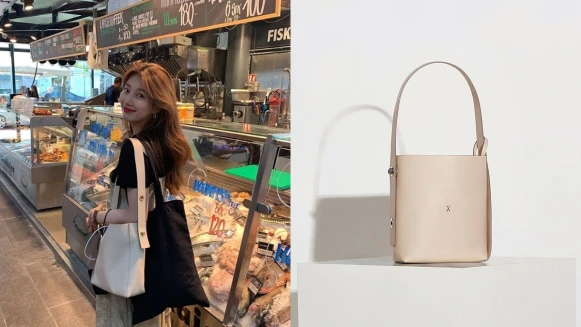 秀智身上的水桶包正是來自韓國品牌JOSEPH &amp; STACEY，還有針織百摺袋、剪刀LOGO錢包等明星商品一次公開