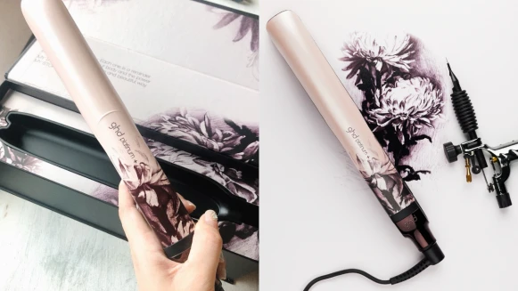 ghd離子夾推出超夢幻玫瑰粉版本!聯名刺青師印上粉墨花瓣圖案,完全美出新高度!