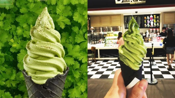 螞蟻人快挑戰！超狂甜點店推出「香菜雪糕」，冰淇淋上灑滿芫荽粉，每一口像在吃新鮮香菜