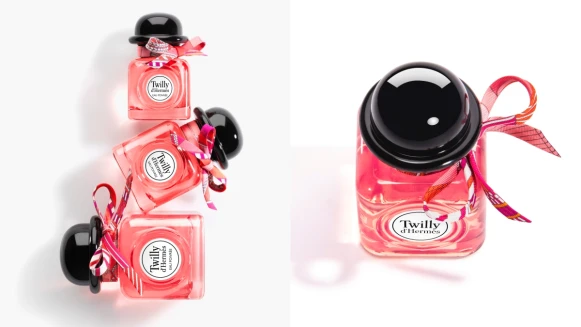 愛馬仕Twilly絲巾香水新成員「Twilly Eau Poivrée 淡香精」,玫瑰粉紅瓶身+小小Twilly絲帶還是讓人看了眼冒愛心