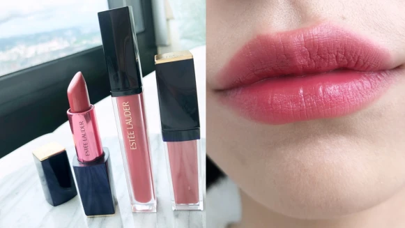 雅詩蘭黛口紅代表色「#420玫瑰荔枝」出列！絕美百搭的玫瑰豆沙色，一口氣推出潤唇膏、唇釉、絲絨唇露3種質地