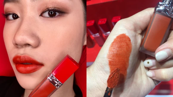 DIOR迪奧最新超惹火絲絨唇露 花瓣形狀的刷頭+滿滿花植精萃油，一抹唇瓣完美貼合，宛如盛開的柔美花瓣！