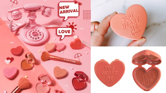 泰國彩妝4U2愛心刻字腮紅可愛到太犯規！3種質地共30款美色全登場，一秒擊中少女心