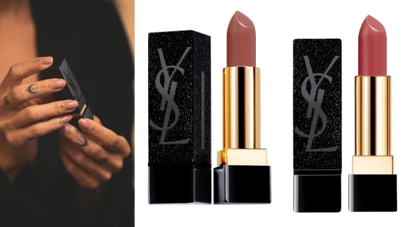 YSL奢華緞面唇膏首度推出曜黑訂製版！宛如撒上黑鑽般的細緻光芒，還有最適合秋天的奶茶色系