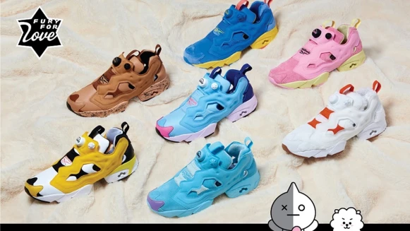 Reebok聯手LINE FRIENDS推出宇宙明星BT21 InstaPump Fury聯名鞋款，每個角色都有專屬配色