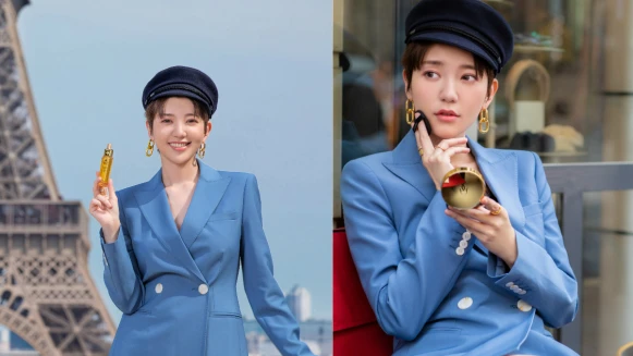 郭雪芙超帥短髮飛巴黎，隨身帶嬌蘭「小金瓶」讓肌膚爆發女神光，迷暈法國男孩被搭訕！ 