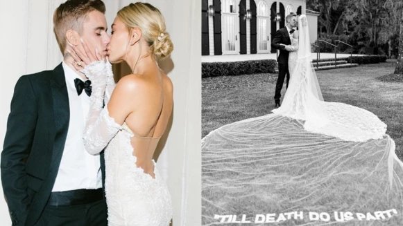 小賈斯汀和辣妻海莉絕美婚照曝光!甜蜜擁吻放閃:「直到死亡將我們分開」