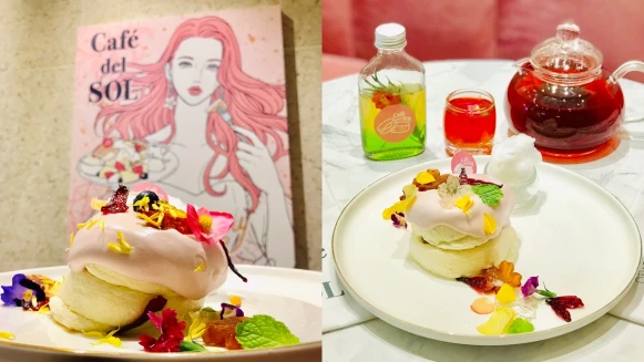 仙氣爆棚！福岡人氣鬆餅推出期間限定「洛神花園鬆餅套餐」，滿滿花瓣超浪漫