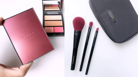 THREE 10週年「酒紅色彩妝」美到炸裂！超萬用8色彩盤再配上酒紅色刷具，真的美出新高度