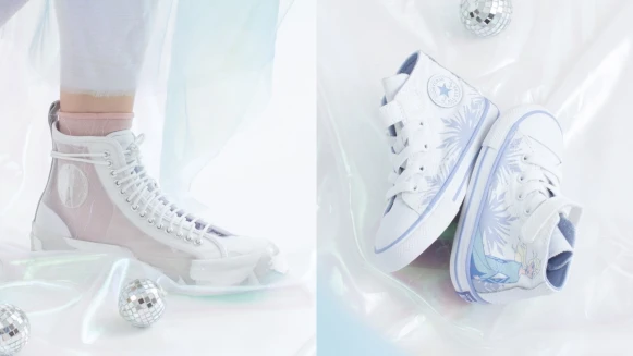 鎖定仙氣炸開的網紗透膚帆布鞋！Converse聯手迪士尼推出冰雪奇緣Elsa、雪寶親子系列