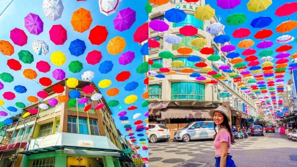 【高雄景點】雨傘大道回來了！2000支繽紛雨傘高掛後驛商圈上，化作一道絕美彩虹，晚上看超奇幻