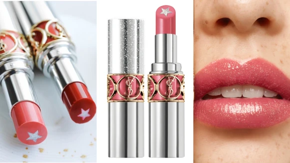 YSL星星夾心唇膏超讓人期待！情挑誘吻星鑽蜜唇膏中央的銀色星星，一擦水潤顯色+閃耀豐唇，2020年第一支入手口紅就是它